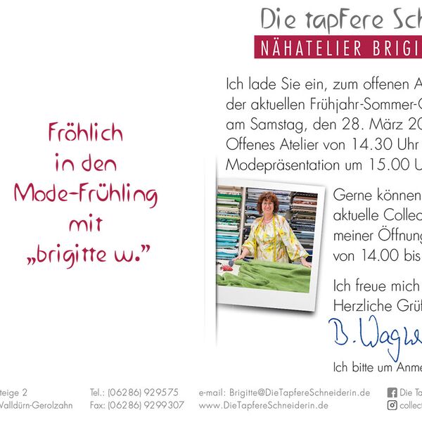 Fröhlich in den Mode-Frühling - Einladung zur Präsentation in meinem Atelier