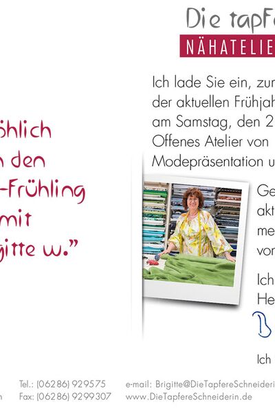 Fröhlich in den Mode-Frühling - Einladung zur Präsentation in meinem Atelier